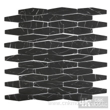 Elongated Hexagon Black Marble Glass Mosaic